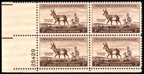 1956 3¢ Antelope Plate Block