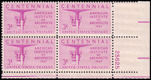 1957 3¢ Architects Plate Block
