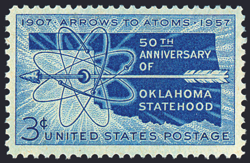 1957 3¢ Oklahoma Statehood Mint Single