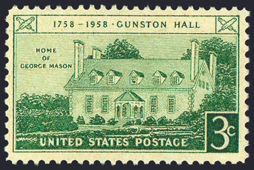 1958 3¢ Gunston Hall Mint Single