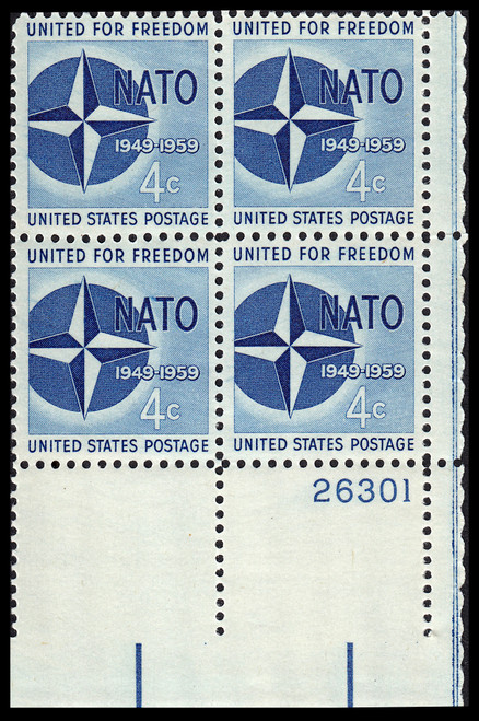 1959 4¢ NATO Plate Block