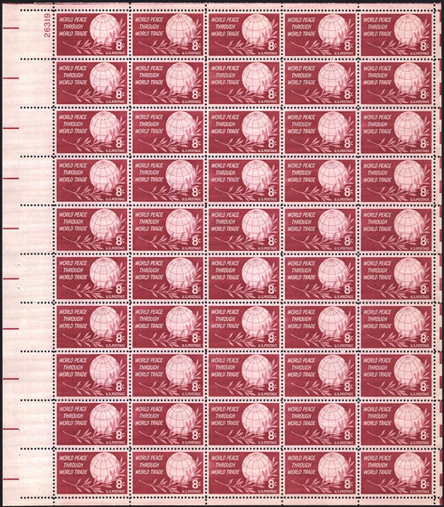 1959 4¢ World Peace & Trade Mint Sheet