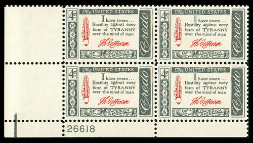 1960 4¢ Credo -  Jefferson Plate Block