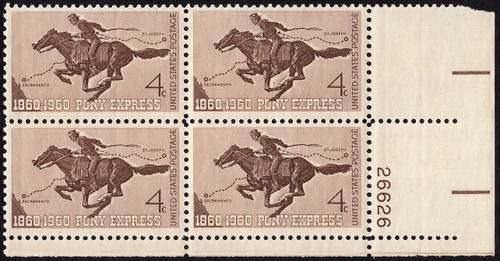 1960 4¢ Pony Express Plate Block