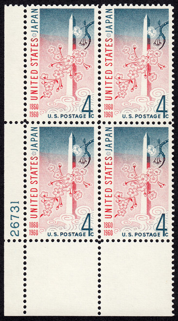 1960 4¢ U.S. Japan Treaty Plate Block