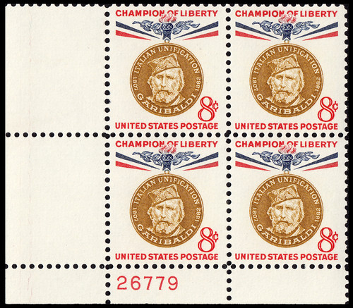 1960 8¢ Giuseppe Garibaldi Plate Block