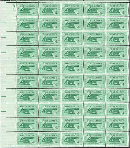1961 4¢ Fort Sumter Mint Sheet
