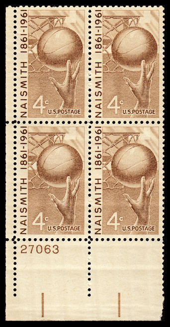 1961 4¢ Basketball Plate Block