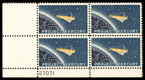 1962 4¢ Project Mercury Plate Block