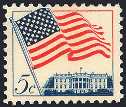 1963 5¢ Flag & White House Mint Single