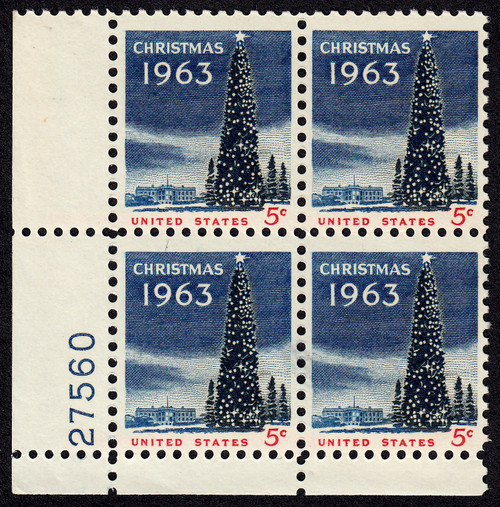 1963 5¢ Christmas Plate Block