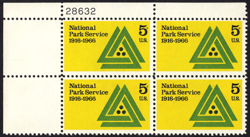 1966 5¢ National Park Service Plate Block