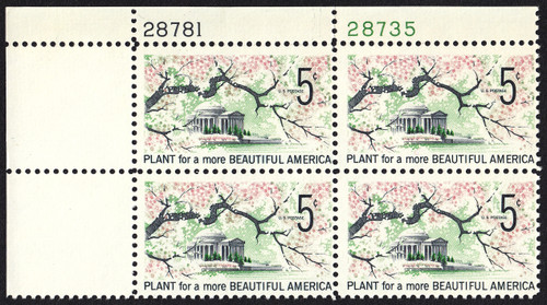 1966 5¢ Beautification Plate Block