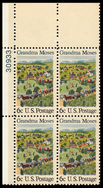 1969 6¢ Grandma Moses Plate Block