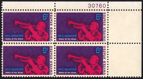 1969 6¢ W.C. Handy - Musician Plate Block