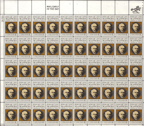 1970 6¢ Edgar L. Master - Poet Mint Sheet