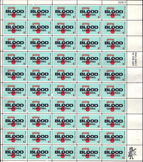 1971 6¢ Blood Donors Mint Sheet