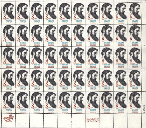 1972 8¢ Sidney Lanier - Poet Mint Sheet