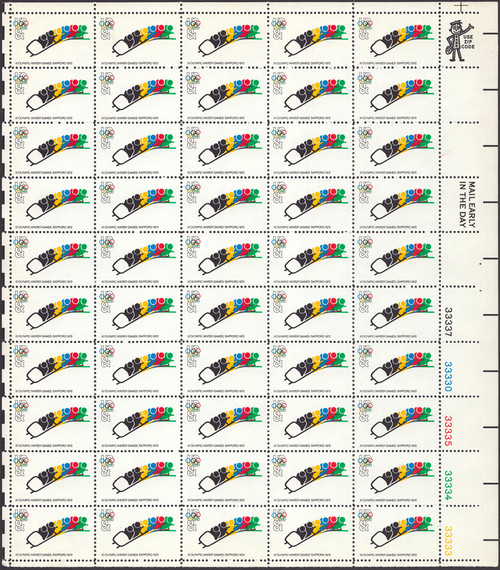 1972 6¢ Olympics - Bob Sled Racing Mint Sheet