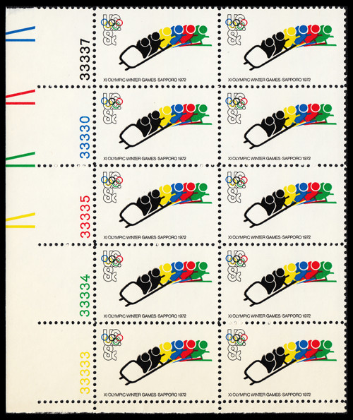 1972 15¢ Olympics - Bob Sled Racing Plate Block