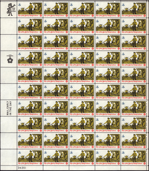 1973 8¢ Drummer & Soldiers Mint Sheet
