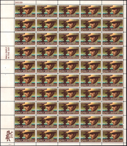 1975 10¢ D.W. Griffith - Arts Mint Sheet