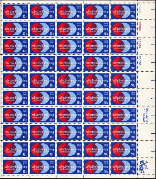 1975 10¢ Collective Barganing Mint Sheet