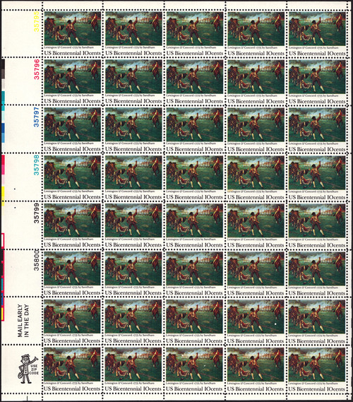 1975 10¢ Lexington-Concord Mint Sheet