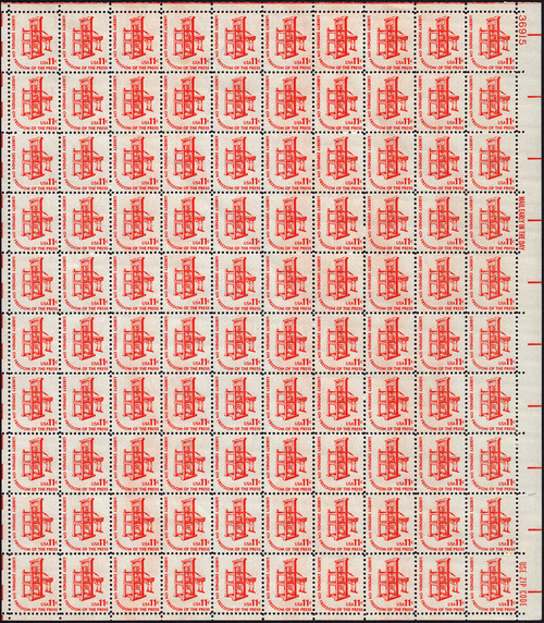 1975 11¢ Printing Press Mint Sheet