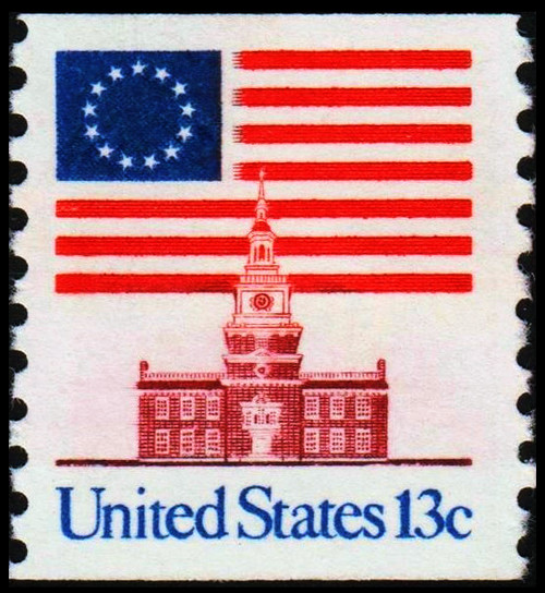 1975 13¢ Flag & Independence Hall Mint Single
