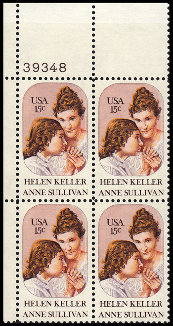 1980 15¢ Helen Keller & Anne Sullivan Plate Block