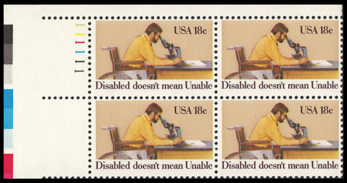 1981 18¢ Disabled Persons Plate Block