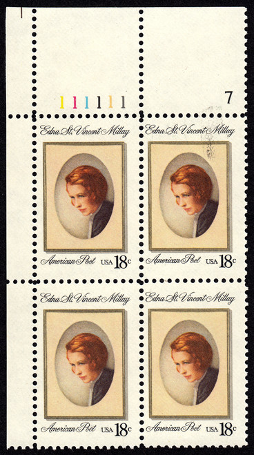 1981 18¢ Edna St. Vincent Millay Plate Block