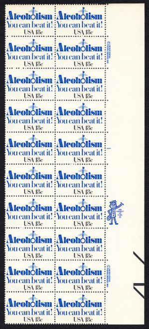 1981 18¢ Alcoholism Plate Block