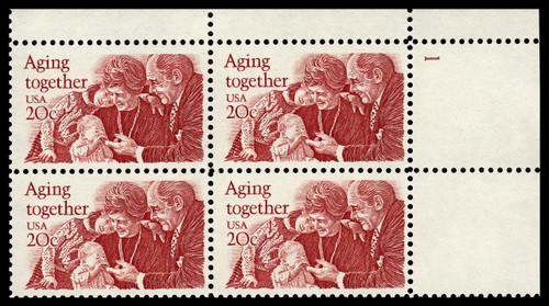 1982 20¢ Aging Together Plate Block