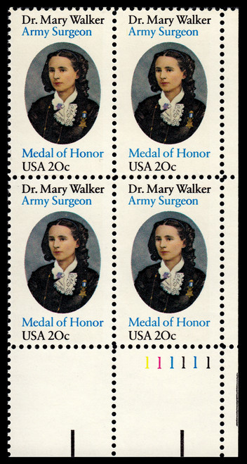 1982 20¢ Dr. Mary Walker Plate Block