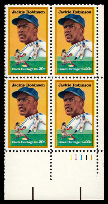 1982 20¢ Jackie Robinson Plate Block