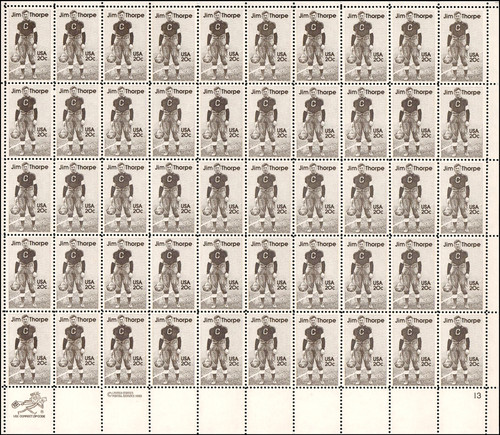 1984 20¢ Jim Thorpe Mint Sheet