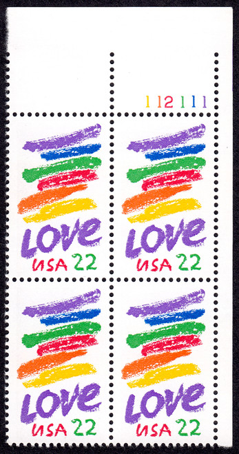 1985 22¢ "Love" Plate Block