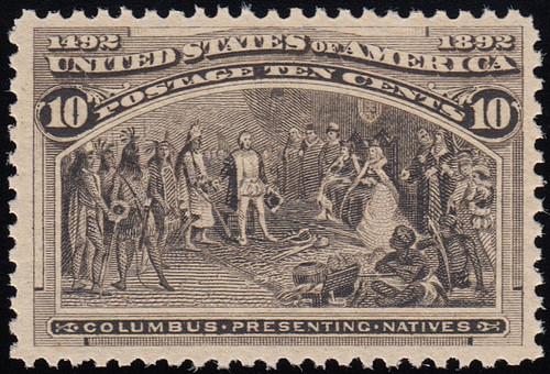 1893 10¢ Columbian, VF Never Hinged, Certificate