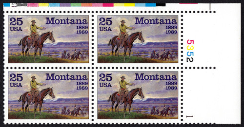 1989 25¢ Montana Statehood Plate Block