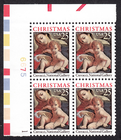 1989 25¢ Christmas - Madonna & Child Plate Block