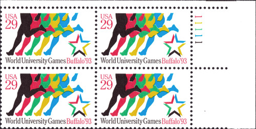 1993 29¢ World University Games Plate Block