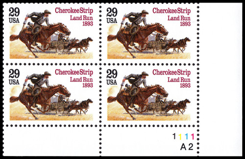 1993 29¢ Cherokee Strip Plate Block