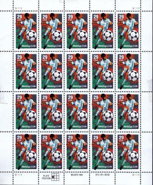 1994 29¢ World Cup Soccer Mint Sheet
