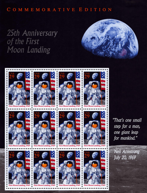 1994 29¢ Moon Landing 25th Anniversary Mint Sheet