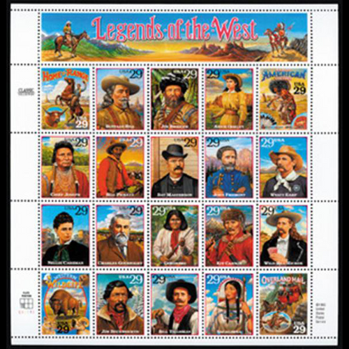 1994 29c Legends of the West Mint Sheet