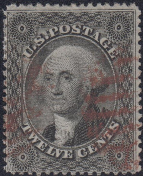 US #36, 1857 12c Washington, Plate I, Red Cancel