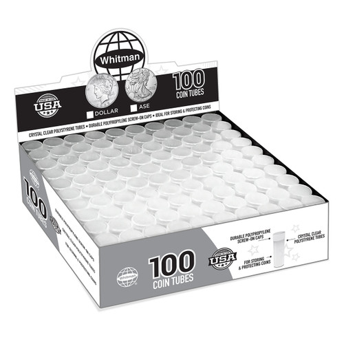 10 Pack Large Dollar Coin Tubes With Screw Lid – Fits Silver Dollars (Peace, Morgan, Ike)