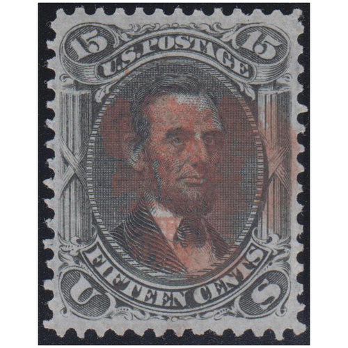 1867 15c Lincoln, F Grill, VF Used, Red Cancel, Cert.